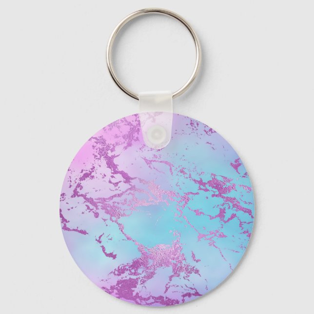 Mixed Colour Abstract Watercolor Print Pattern Key Ring (Front)
