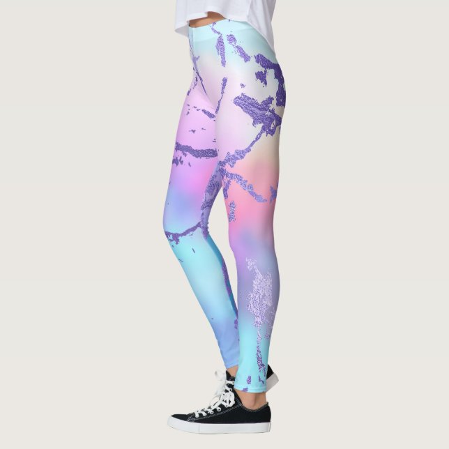 Mixed Colour Abstract Watercolor Print Pattern Leggings (Left)
