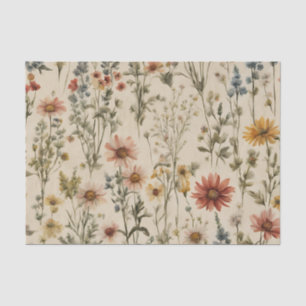 Mixed Colour Blooming Wildflowers Tissue Paper