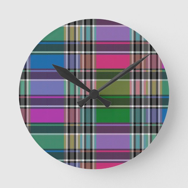 Mixed Colour Plaid Wall Clock HAMbyWG (Front)