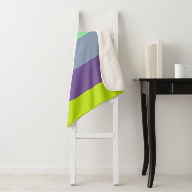 Mixed Colour Stripe Fleece Sherpa Blanket Gift Ide (In Situ)