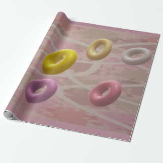 Mixed coloured doughnuts palest pink art design wrapping paper