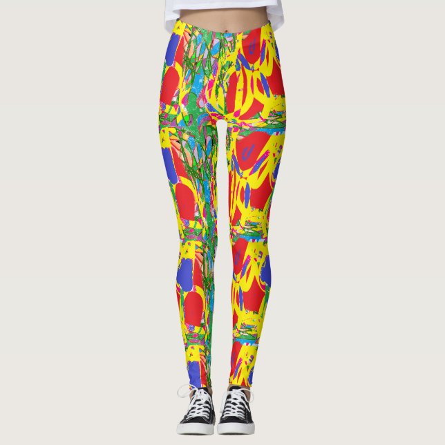 Mixed colours arty type leggings bohemian style (Front)