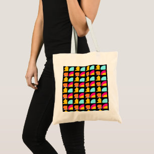 Mixed colours bubbles with black border tote bag