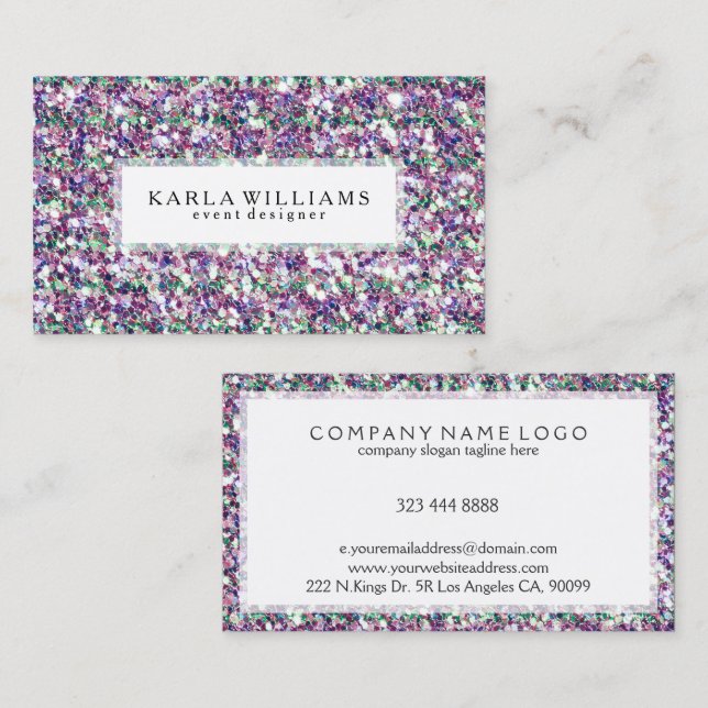 Mixed Colours Glitter Texture Print Business Card (Front/Back)