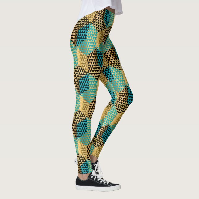 Mixed Colours Modern Geometric Shapes Design Leggings (Right)