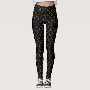 Mixed Colours Nautical Anchors Pattern Leggings