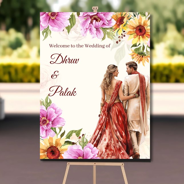 Mixed couple Indian wedding welcome sign (Creator Uploaded)