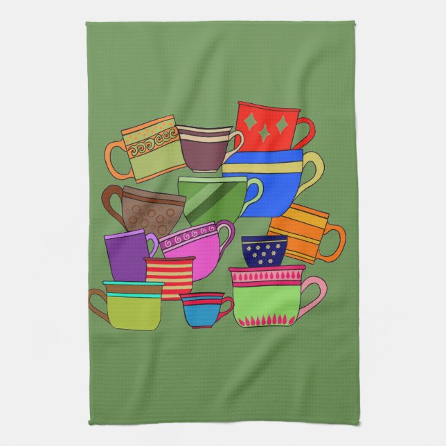 Mixed Cups Tea Towel (Vertical)
