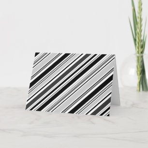 Mixed Diagonal Grey, Black, White Stripes Card
