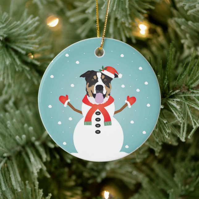 Mixed Dog Christmas Snowman Ceramic Tree Decoration (Tree)