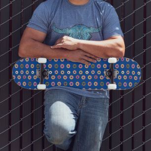 Mixed Doughnuts Pattern Name Blue  Skateboard