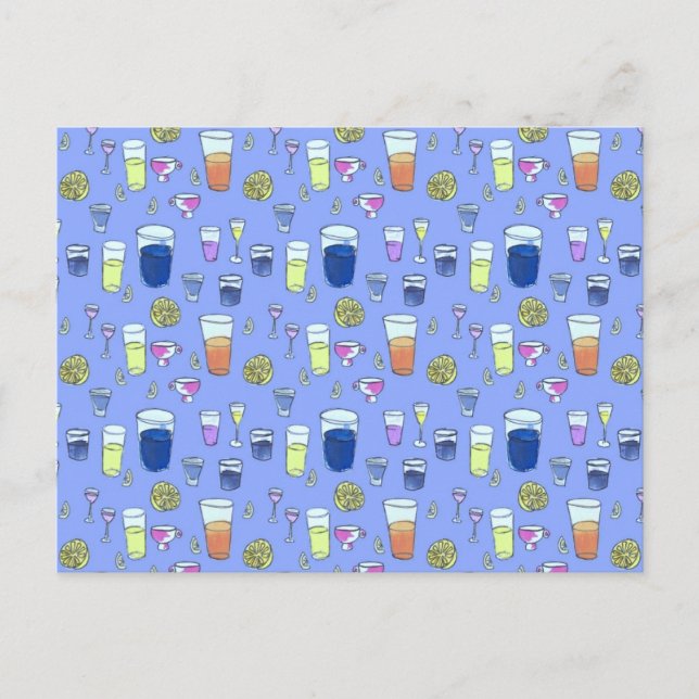 Mixed Drinks on Blue Postcard (Front)