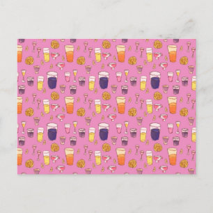 Mixed Drinks Pink Postcard