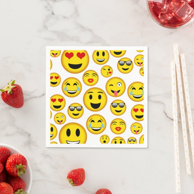Mixed Emoji pattern party napkins (Insitu)