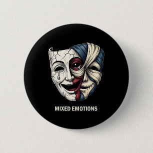 Mixed Emotions Mask Dark Aesthetic Goth Graphic 6 Cm Round Badge