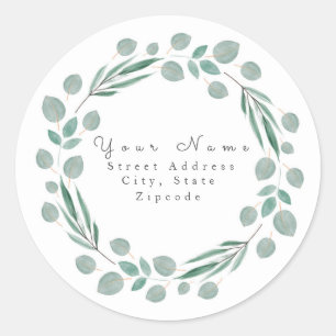 'Mixed Eucalyptus Leaves Wreath' Address Label
