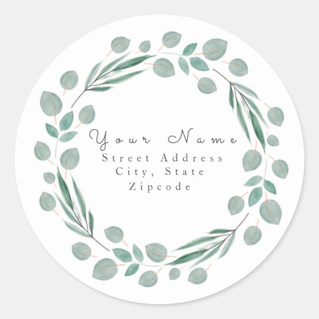 'Mixed Eucalyptus Leaves Wreath' Address Label (Front)