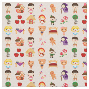 Mixed Fairy Tales on Pastel Pink and Polka Dots Fabric