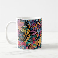 Mixed Fall Floral Leaves Berry Watercolor Pattern