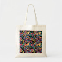 Mixed Fall Floral Leaves Berry Watercolor Pattern