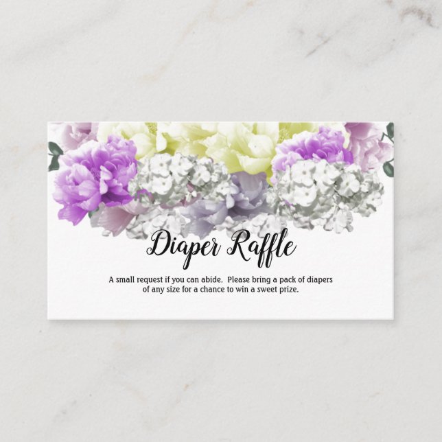 Mixed Floral Baby Shower Diaper Raffle Card (Front)