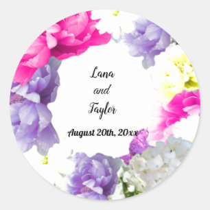 Mixed Floral Wreath Wedding Sticker