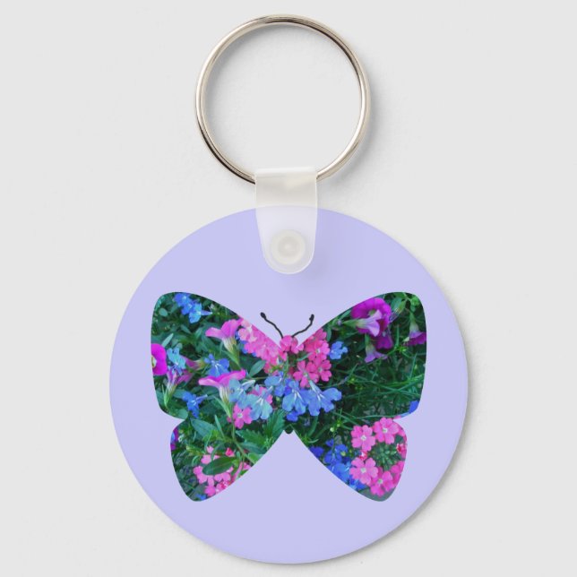 Mixed Flowers Butterfly Keychain (Front)