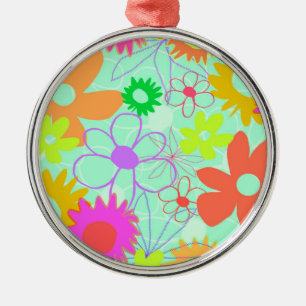 Mixed Flowers Metal Tree Decoration