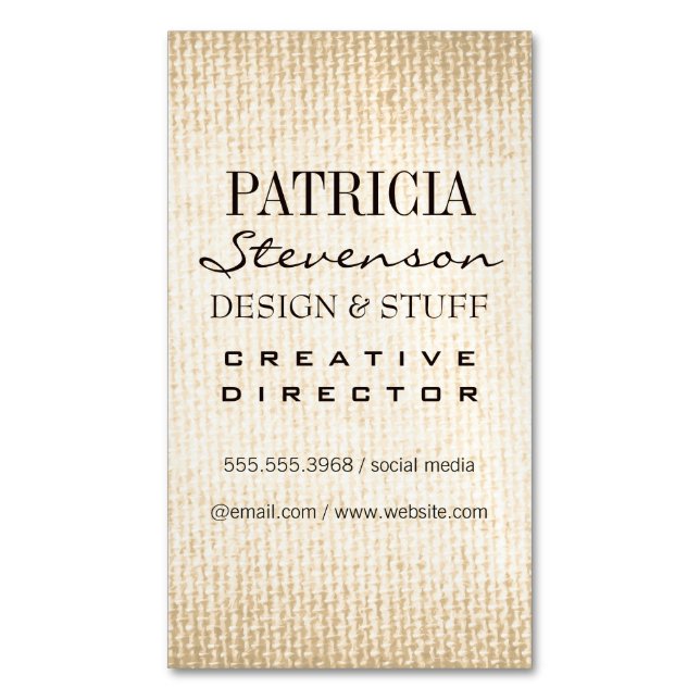 Mixed Fonts / Sepia Texture Magnetic Business Card (Front Vertical)