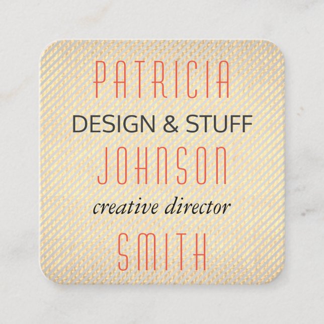 Mixed Fonts / Texture Sepia Square Business Card (Front)