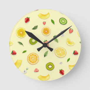 Mixed Fruits 2 Round Clock