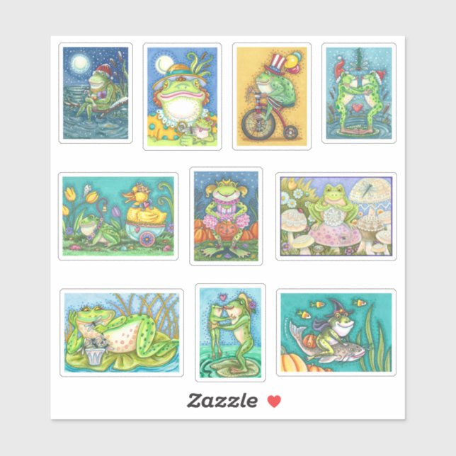 MIXED FUNNY SILLY FROG ART CHARACTERS PLUS HOLIDAY (Sheet)