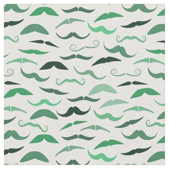 Mixed Green Mustaches Pattern Fabric (Close Up)