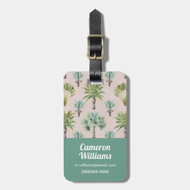 Mixed Green Palm Trees Luggage Tag (Front Vertical)