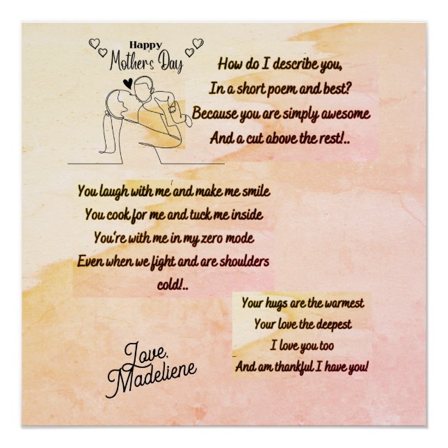 (Mixed) Happy Mother's Day with an original Poem Poster (Front)