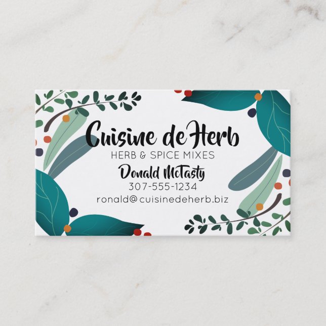 Mixed herbs spices chef catering business cards (Front)