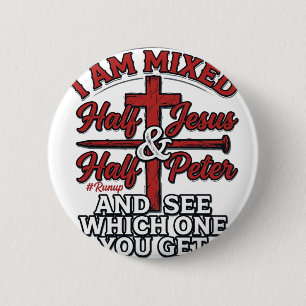 Mixed Jesus and Peter Vintage Christian Humour 6 Cm Round Badge