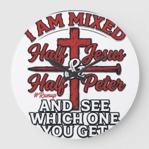 Mixed Jesus and Peter Vintage Christian Humour Large Clock