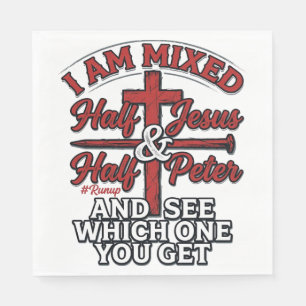 Mixed Jesus and Peter Vintage Christian Humour Napkin