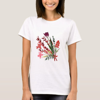 Mixed Leaves & Floral Harmony Print T-Shirt