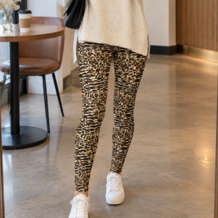 Mixed Leopard and Tiger Stripe Print Leggings