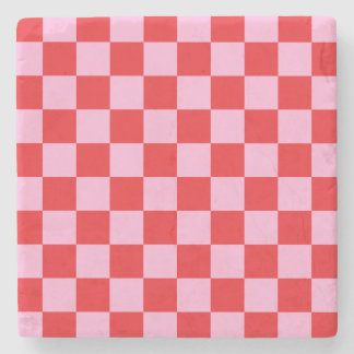 Mixed Light Pink Chequered Stone Coaster