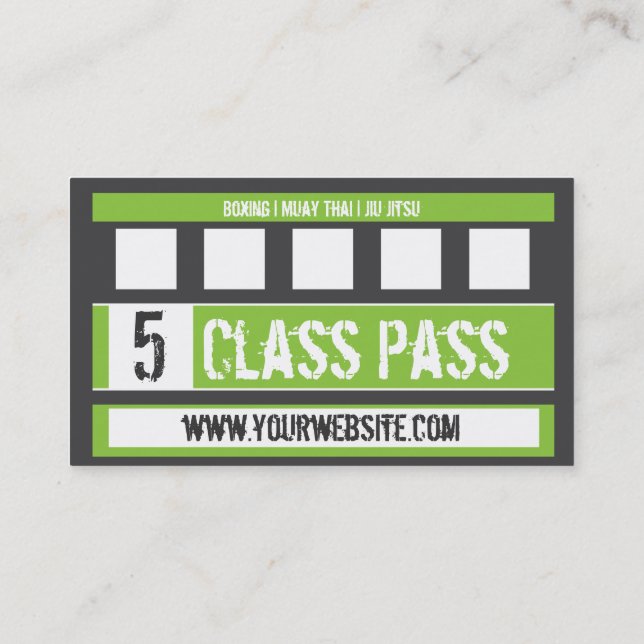 Mixed Martial Art Business Card 5 Class Pass Card (Back)