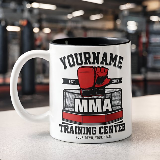 Mixed Martial Arts ADD NAME MMA Fight Training Two-Tone Coffee Mug (Creator Uploaded)