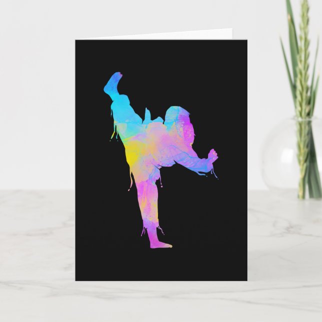 Mixed Martial Arts Colorful Silhouette for Girls Card (Front)