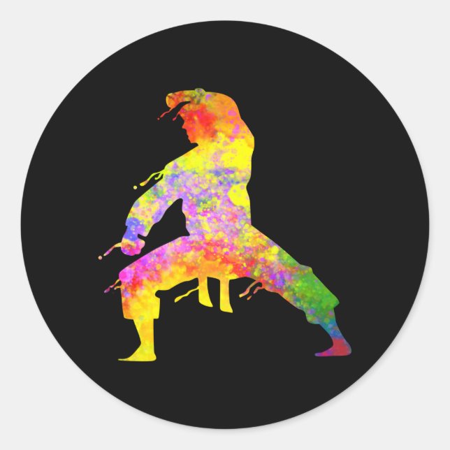 Mixed Martial Arts Colourful Silhouette for Kids Classic Round Sticker (Front)