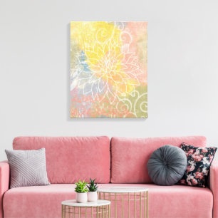 Mixed Media Abstract Flower Canvas Print