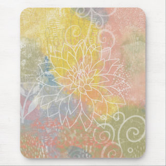 Mixed Media Abstract Flower Mouse Mat