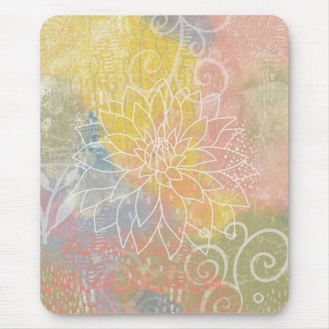 Mixed Media Abstract Flower  Mouse Mat (Front)